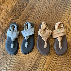 2‎ Pair Sanuk Women's Yoga Sling 2 Sandal Tan And Gray Size 10